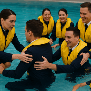 Wet Drill and Water Survival Training for Cabin Crews